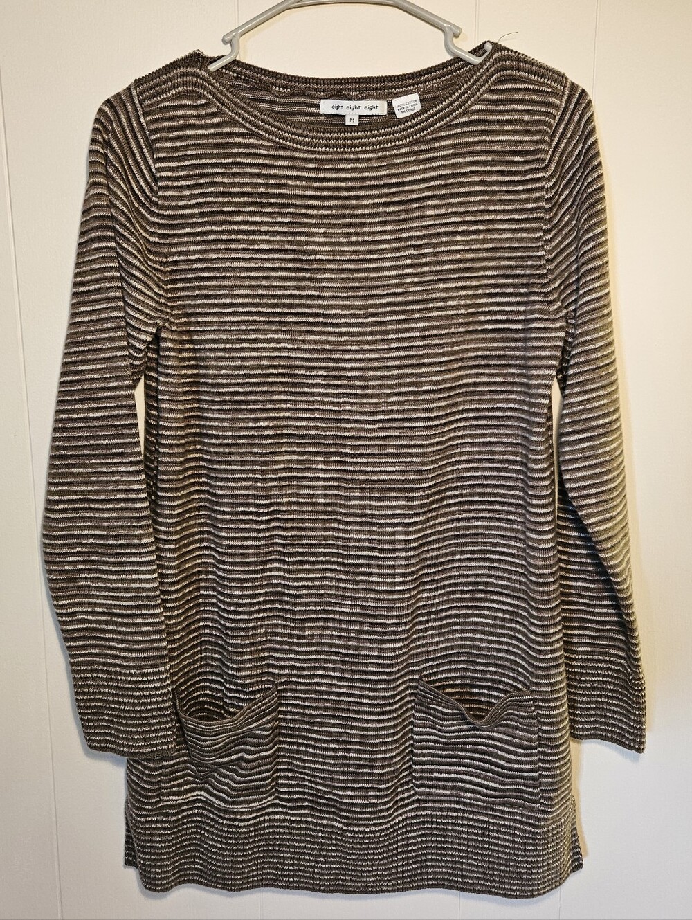 eight eight eight Brown and Cream Striped Long Sleeve Tunic Top